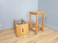 Pair of Vintage Old Blonde Wooden School Stool Lab Stool