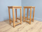 Pair of Vintage Old Blonde Wooden School Stool Lab Stool