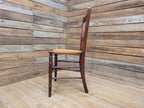 Antique Mahogany Carved Spindle Back Bergere Rattan Seat Hall Bedroom Chair