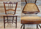 Antique Mahogany Carved Spindle Back Bergere Rattan Seat Hall Bedroom Chair
