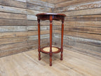 Mahogany Effect Two Tier Plant Stand Side Table Bergere Rattan Shelf