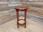 Mahogany Effect Two Tier Plant Stand Side Table Bergere Rattan Shelf