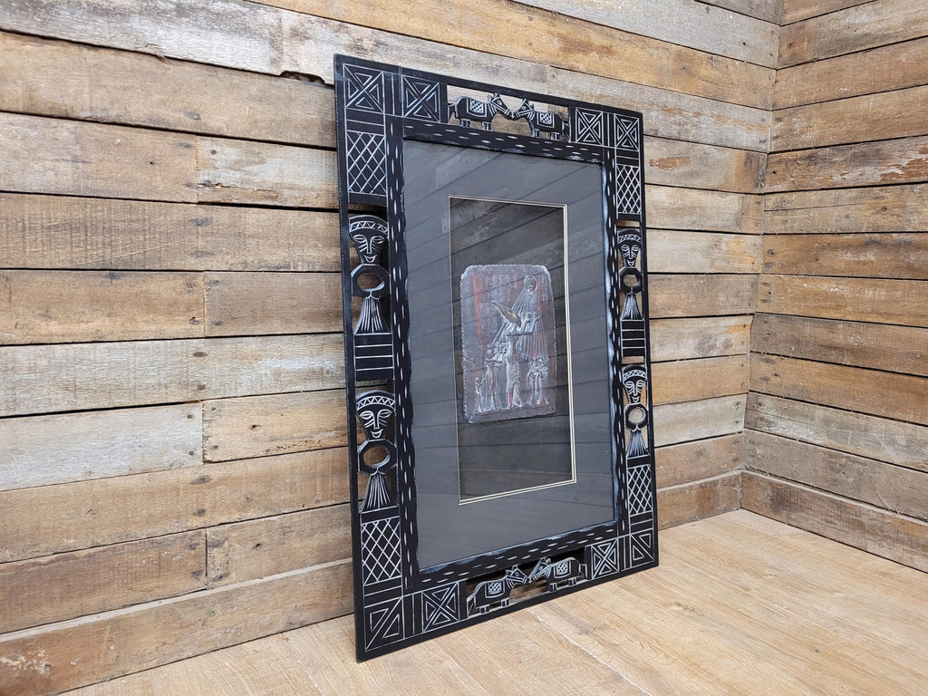 Tribal Egyptian Inspired Carved Decorative Plaque Wall Art