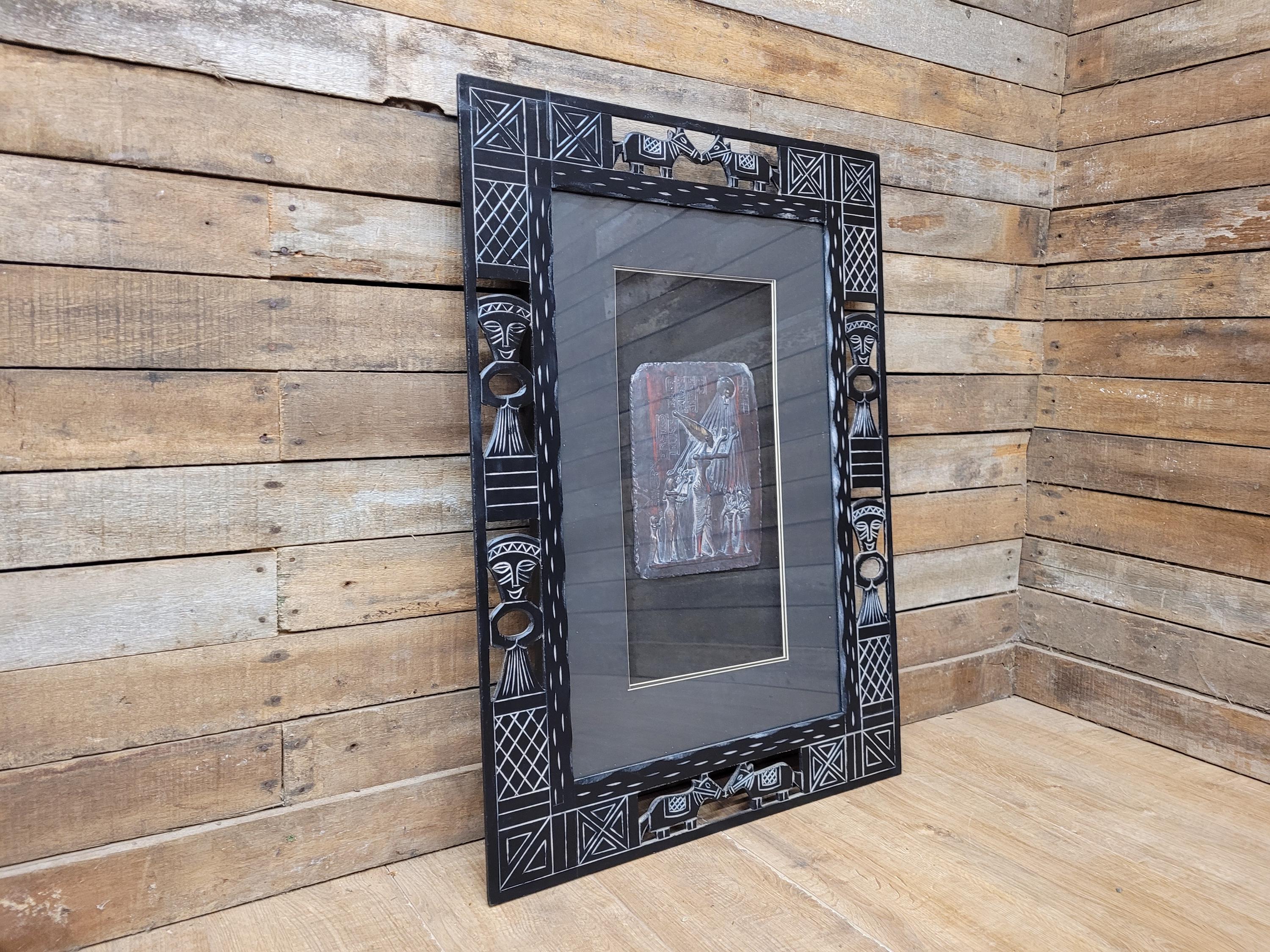 Tribal Egyptian Inspired Carved Decorative Plaque Wall Art