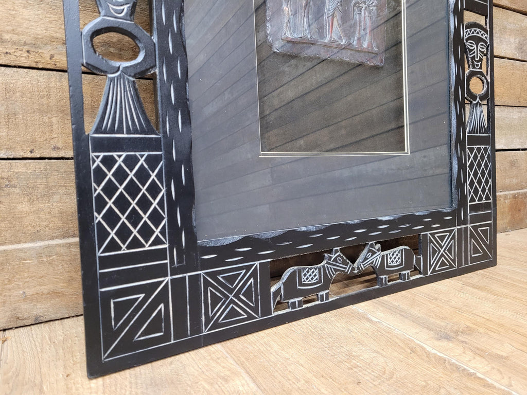 Tribal Egyptian Inspired Carved Decorative Plaque Wall Art