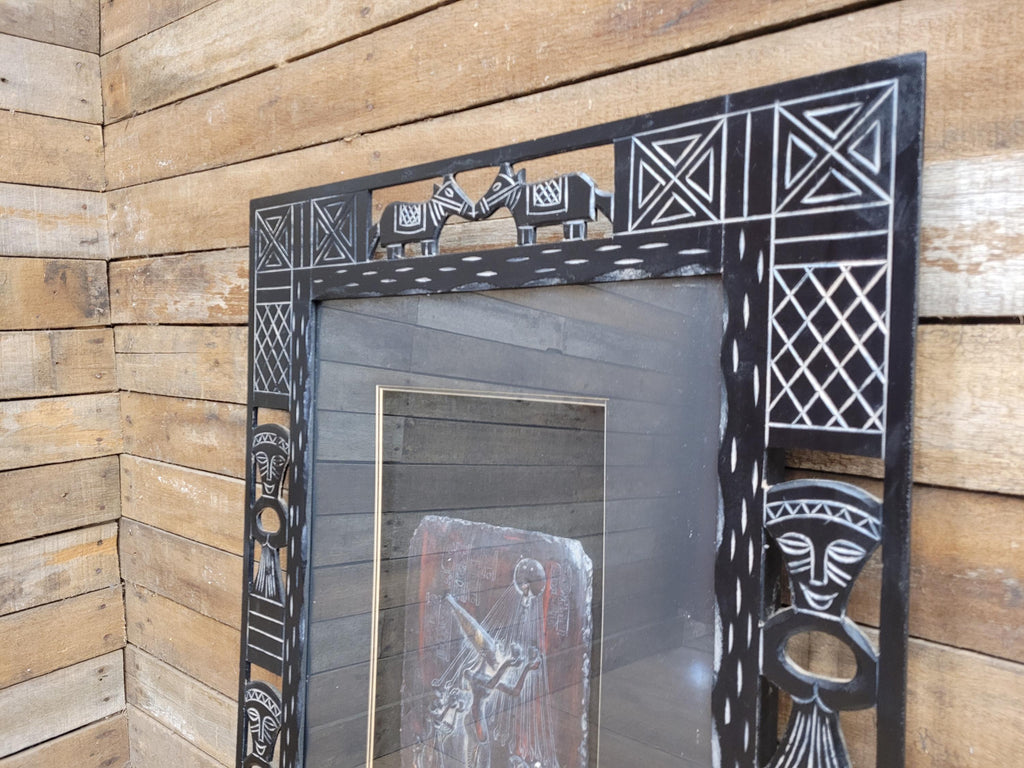 Tribal Egyptian Inspired Carved Decorative Plaque Wall Art