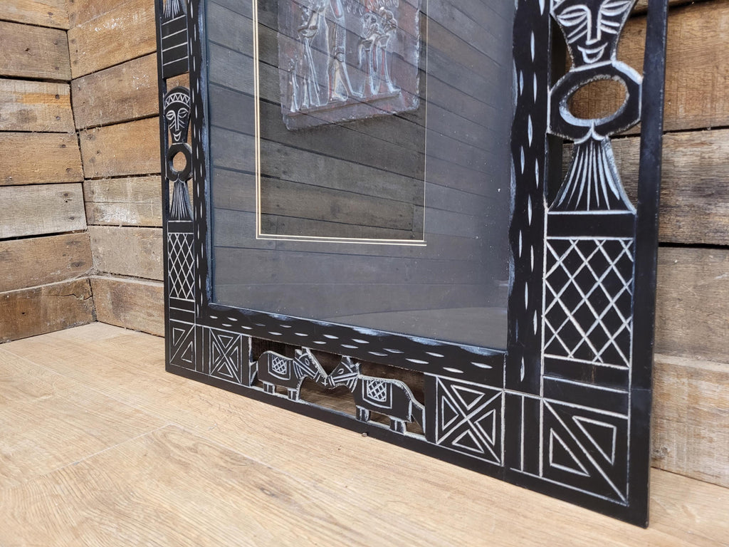 Tribal Egyptian Inspired Carved Decorative Plaque Wall Art