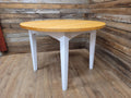 Painted Circular Solid Beech Block Blonde Country Farmhouse Table Removable Legs