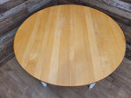 Painted Circular Solid Beech Block Blonde Country Farmhouse Table Removable Legs