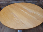 Painted Circular Solid Beech Block Blonde Country Farmhouse Table Removable Legs