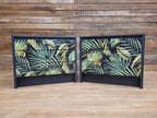 Pair of Hand-Painted Bedside Tables in Fusion Ash with Tropical Leaf Design