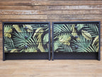 Pair of Hand-Painted Bedside Tables in Fusion Ash with Tropical Leaf Design