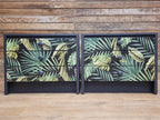 Pair of Hand-Painted Bedside Tables in Fusion Ash with Tropical Leaf Design