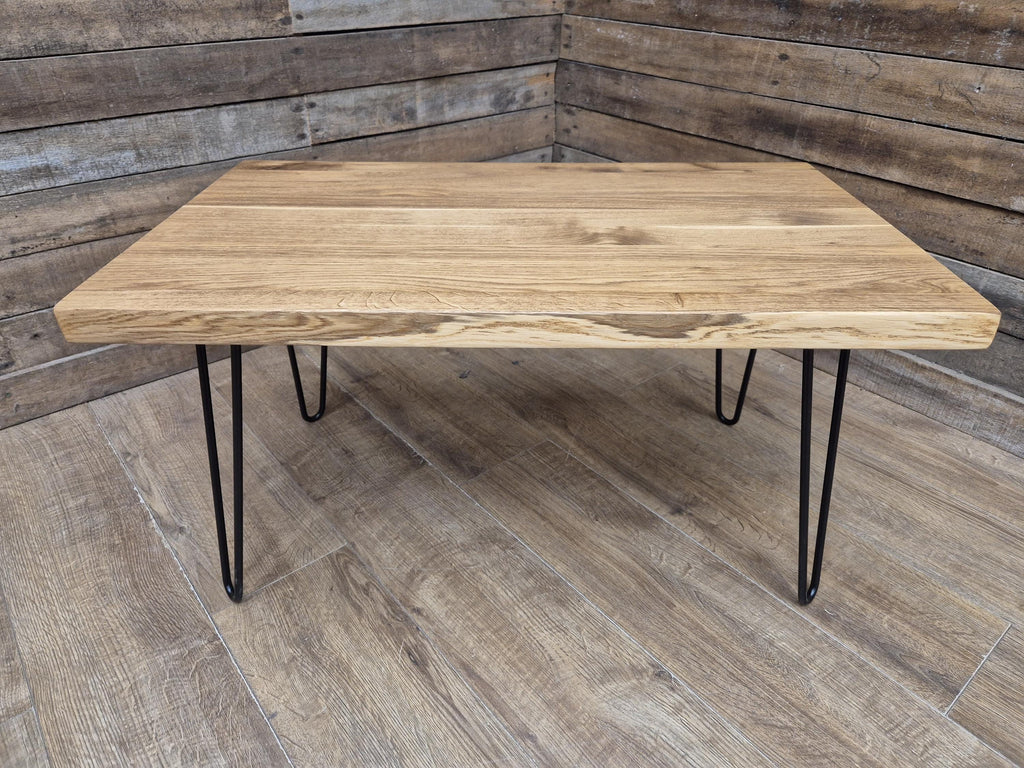 Mid Century Style Industrial Hairpin Leg Coffee Table Rustic Solid Oak Unique