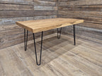 Mid Century Style Industrial Hairpin Leg Coffee Table Rustic Solid Oak Unique