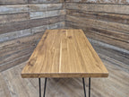 Mid Century Style Industrial Hairpin Leg Coffee Table Rustic Solid Oak Unique