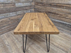 Mid Century Style Industrial Hairpin Leg Coffee Table Rustic Solid Oak Unique