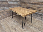 Mid Century Style Industrial Hairpin Leg Coffee Table Rustic Solid Oak Unique