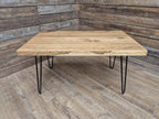 Mid Century Style Industrial Hairpin Leg Coffee Table Rustic Solid Oak Unique
