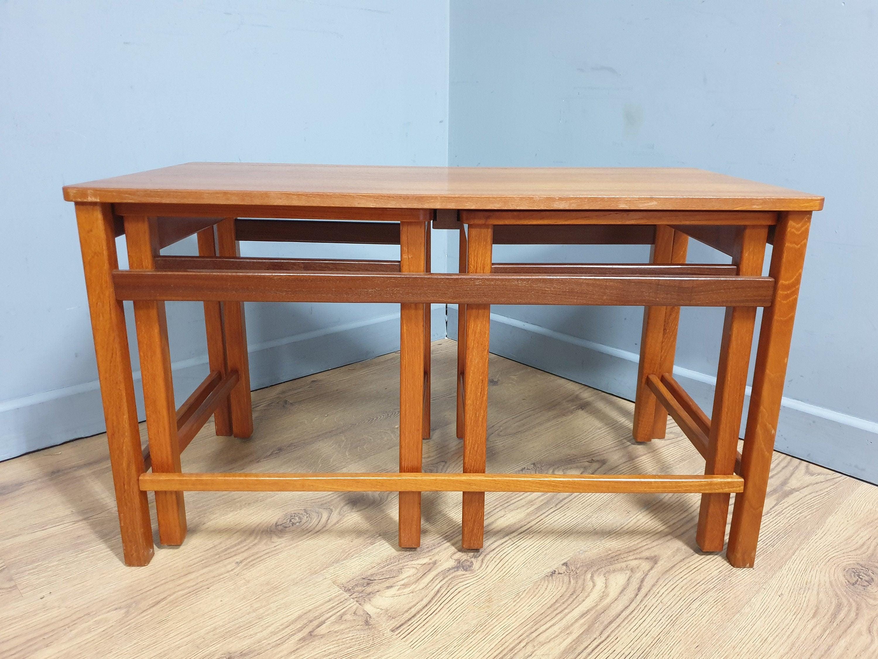 Mid Century Teak Nest of Coffee Table Retro Chic