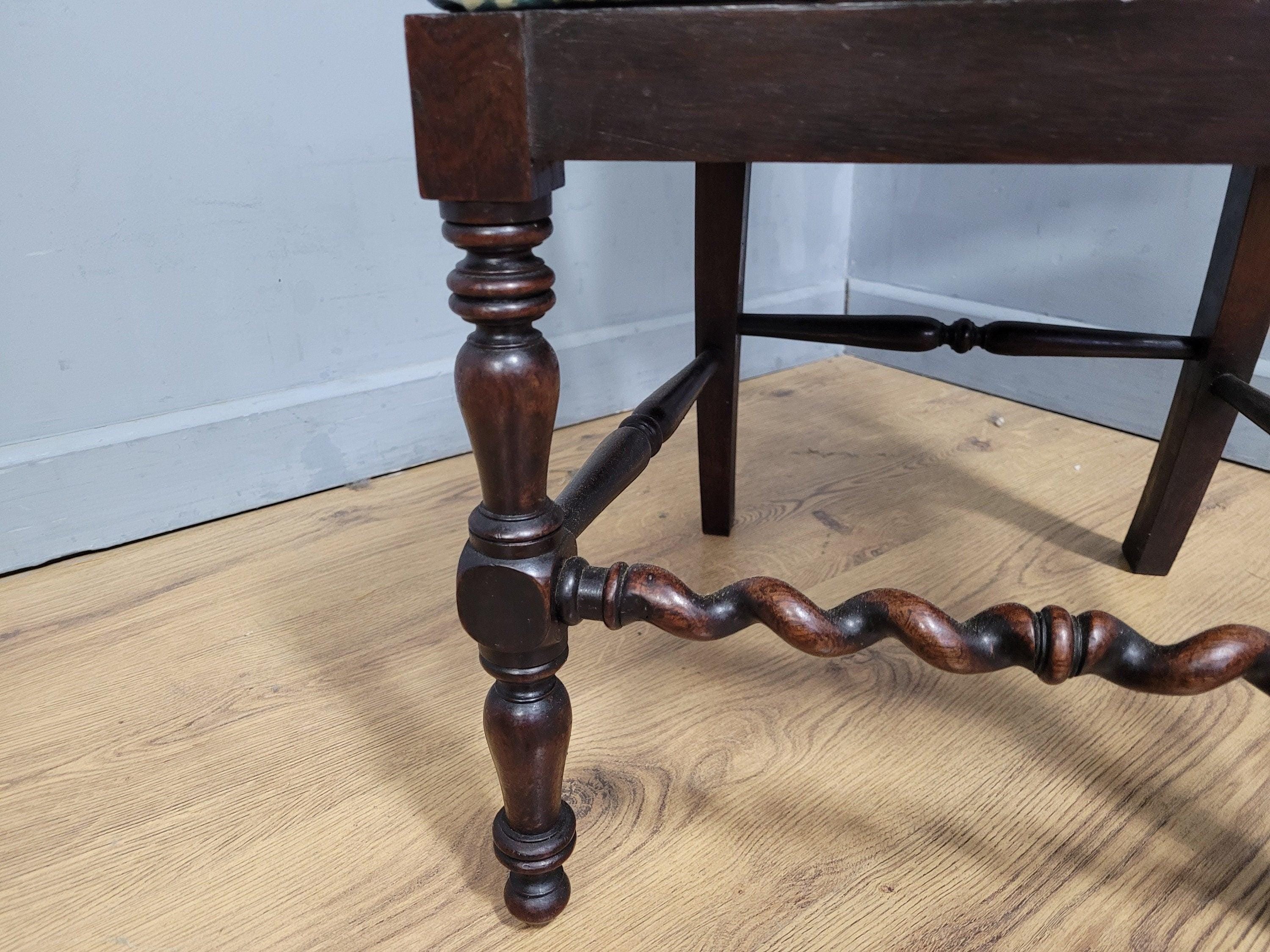 Antique Victoria Mahogany Ornately Carved Barley Twist Hall Chair Bedroom