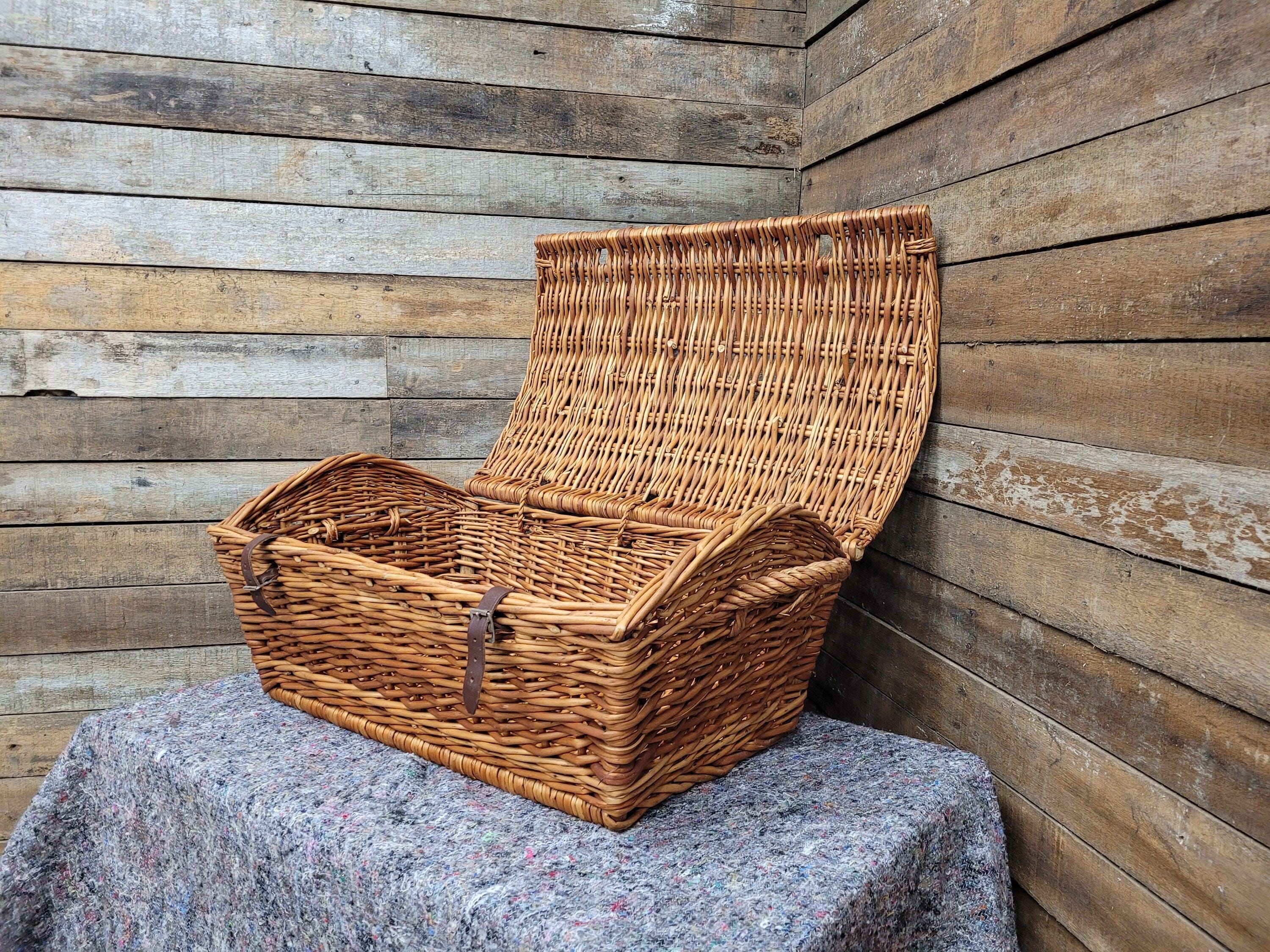 Vintage Wicker Picnic Basket Log Basket Toy Chest