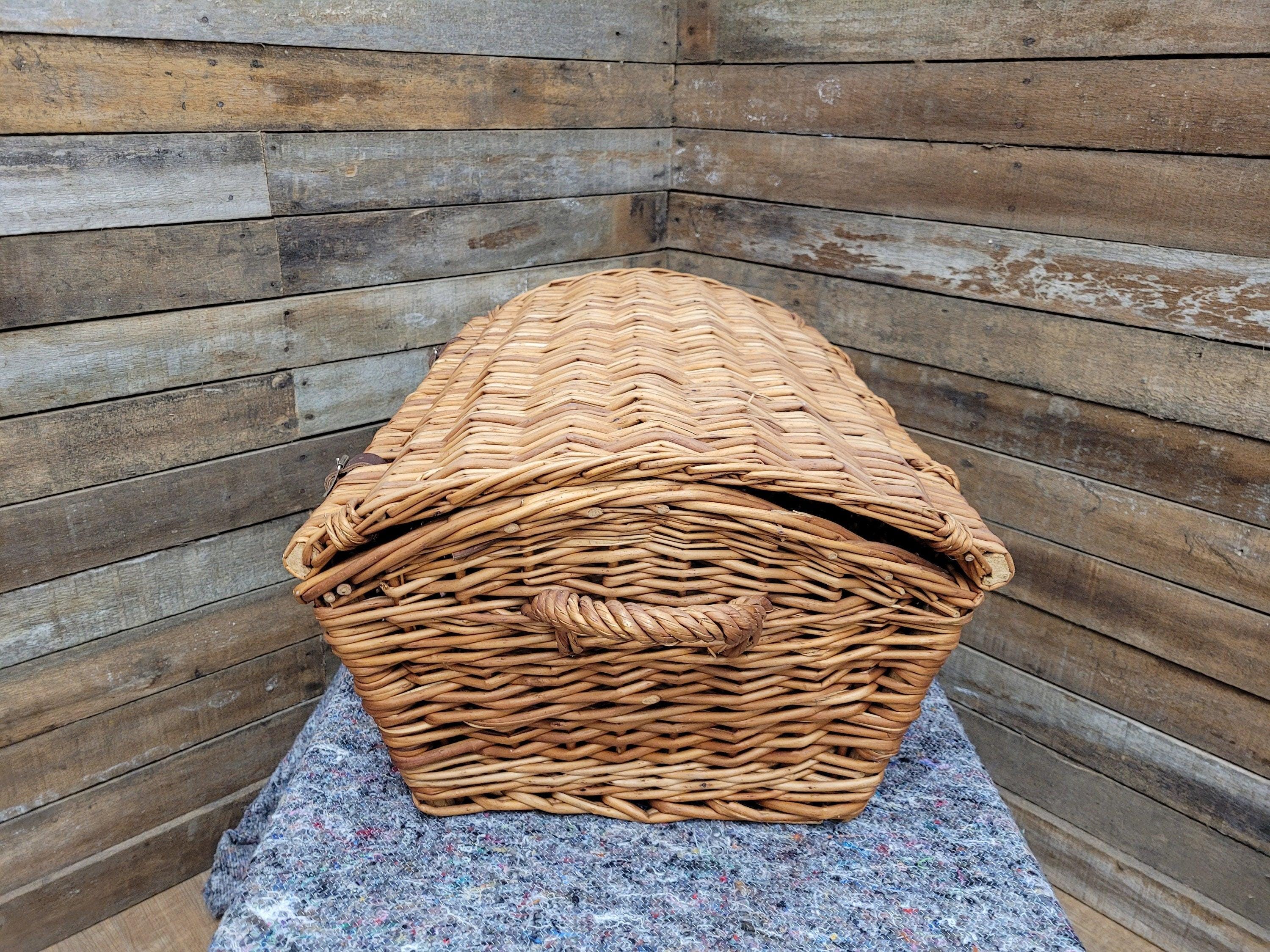 Vintage Wicker Picnic Basket Log Basket Toy Chest