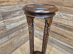 Antique Two Tier Mahogany Torchiere Jardiniere Plant Stand Barley Twist Feature