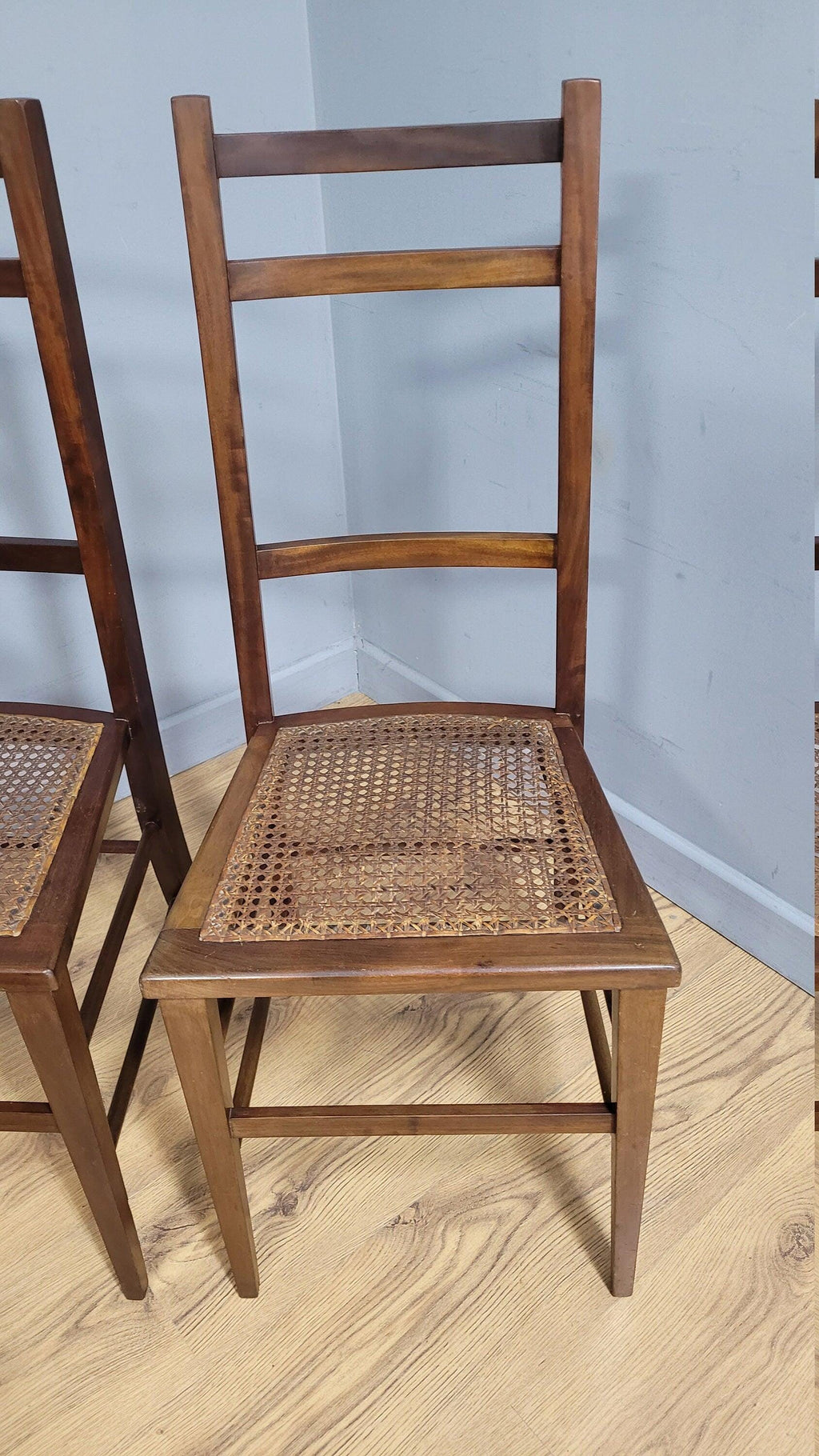 Pair of Antique Mahogany Bedroom Hall Chairs Bergere Seats c19th