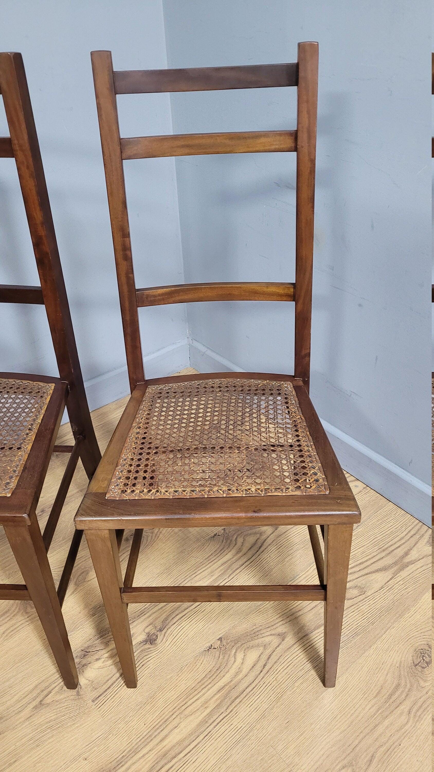 Pair of Antique Mahogany Bedroom Hall Chairs Bergere Seats c19th
