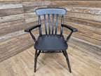 Vintage Country House Midnight Black Painted Lath Back Carver Windsor Chair