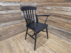 Vintage Country House Midnight Black Painted Lath Back Carver Windsor Chair