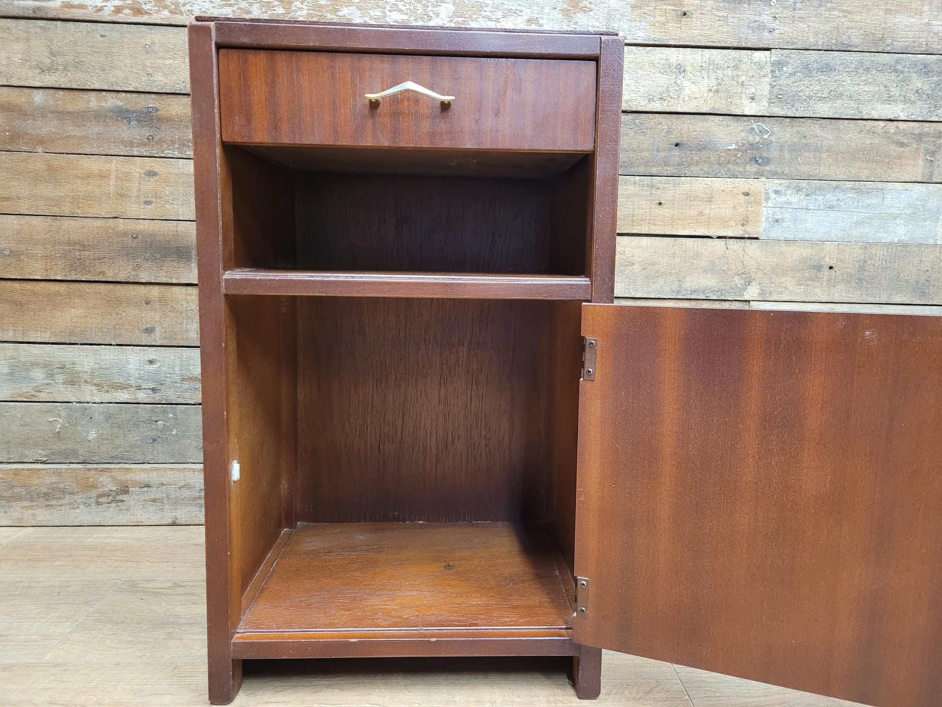Vintage Mid century Single Drawer Bedside Cupboard Retro Bedside Cabinet