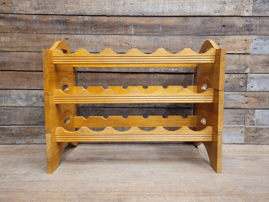 Vintage Rustic Pine Modular Wine Rack Storage Bottle Rack
