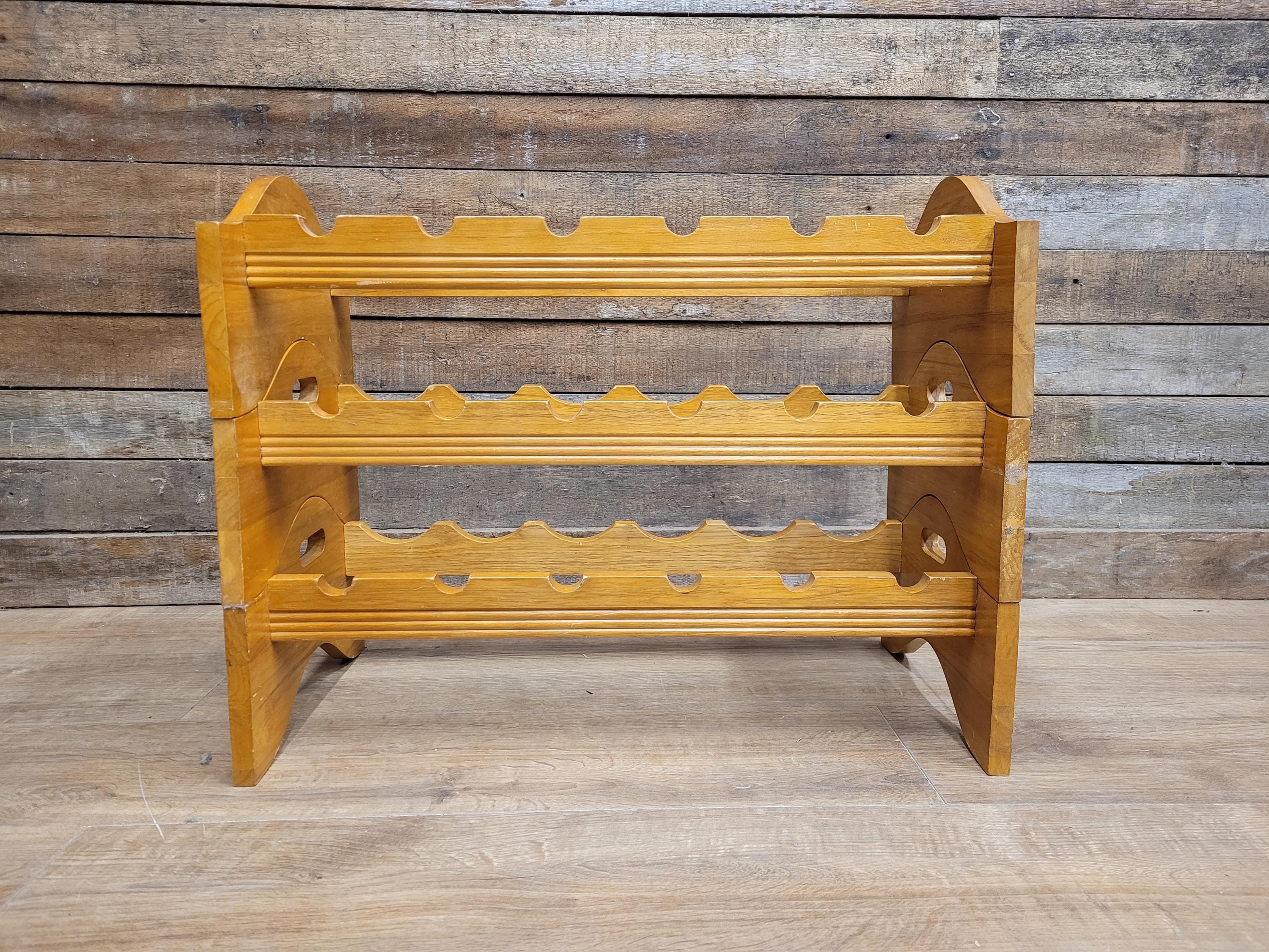 Vintage Rustic Pine Modular Wine Rack Storage Bottle Rack