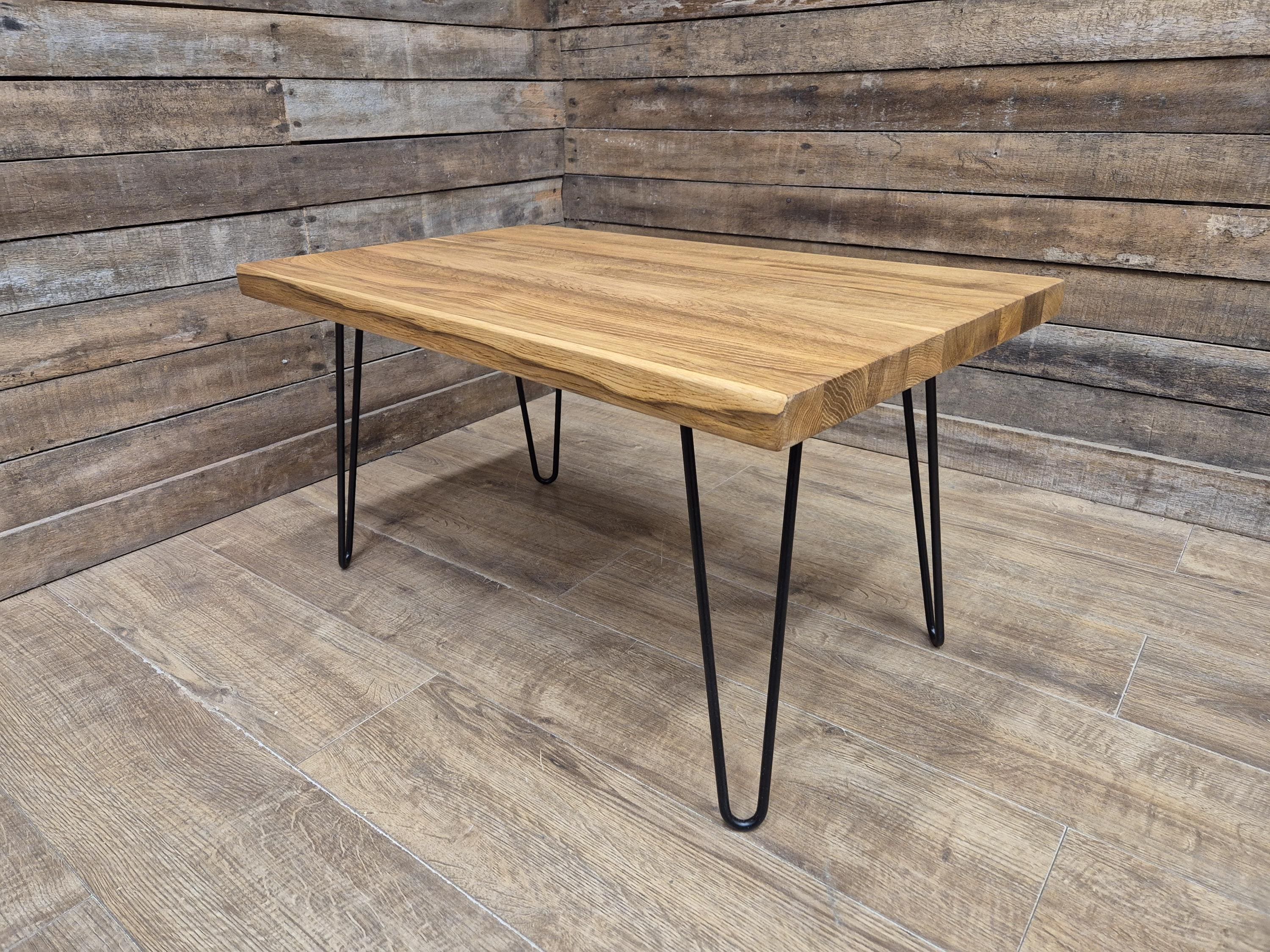 Industrial Mid Century Style Hairpin Leg Coffee Table Rustic Solid Oak Unique