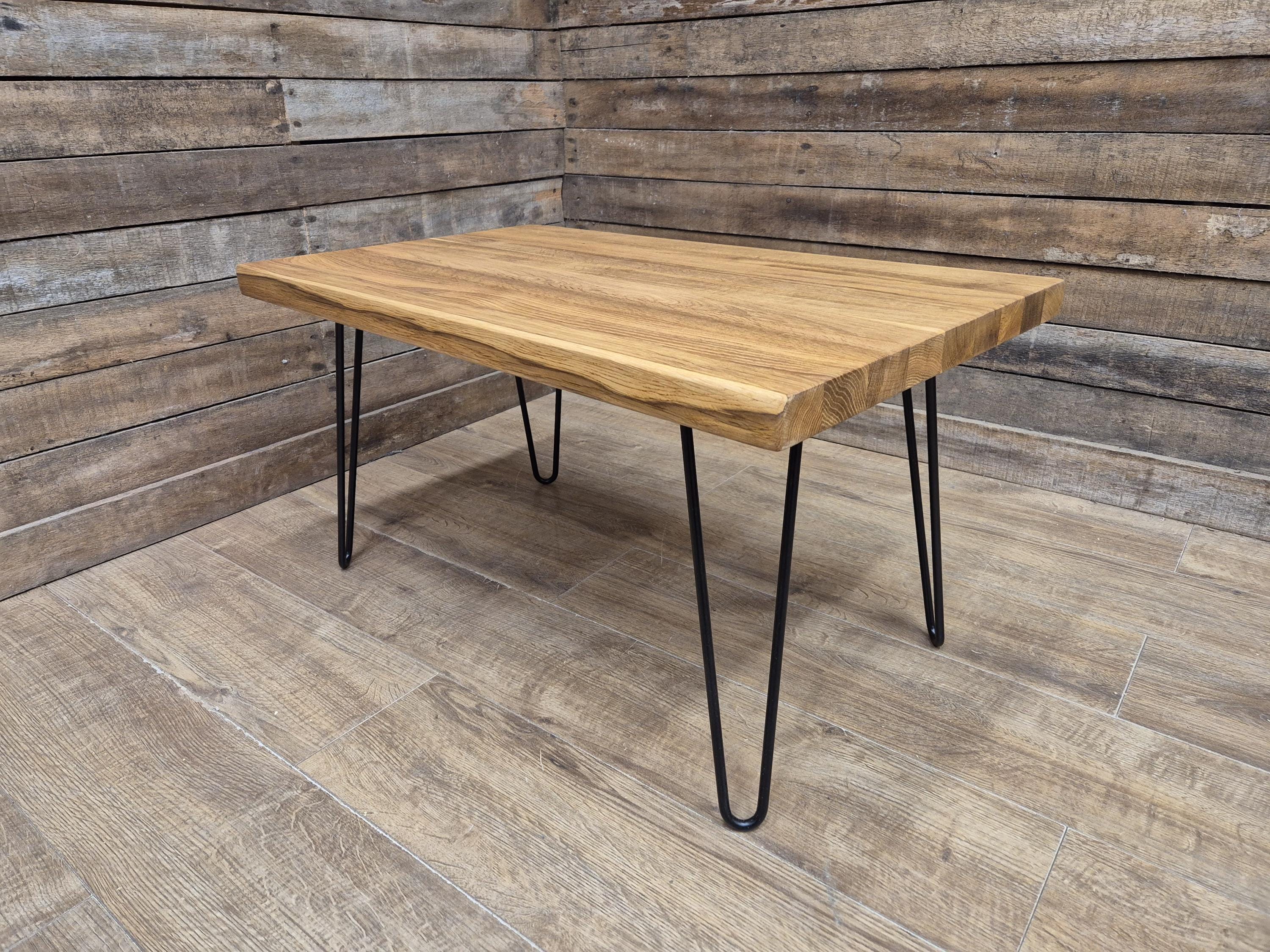 Industrial Mid Century Style Hairpin Leg Coffee Table Rustic Solid Oak Unique