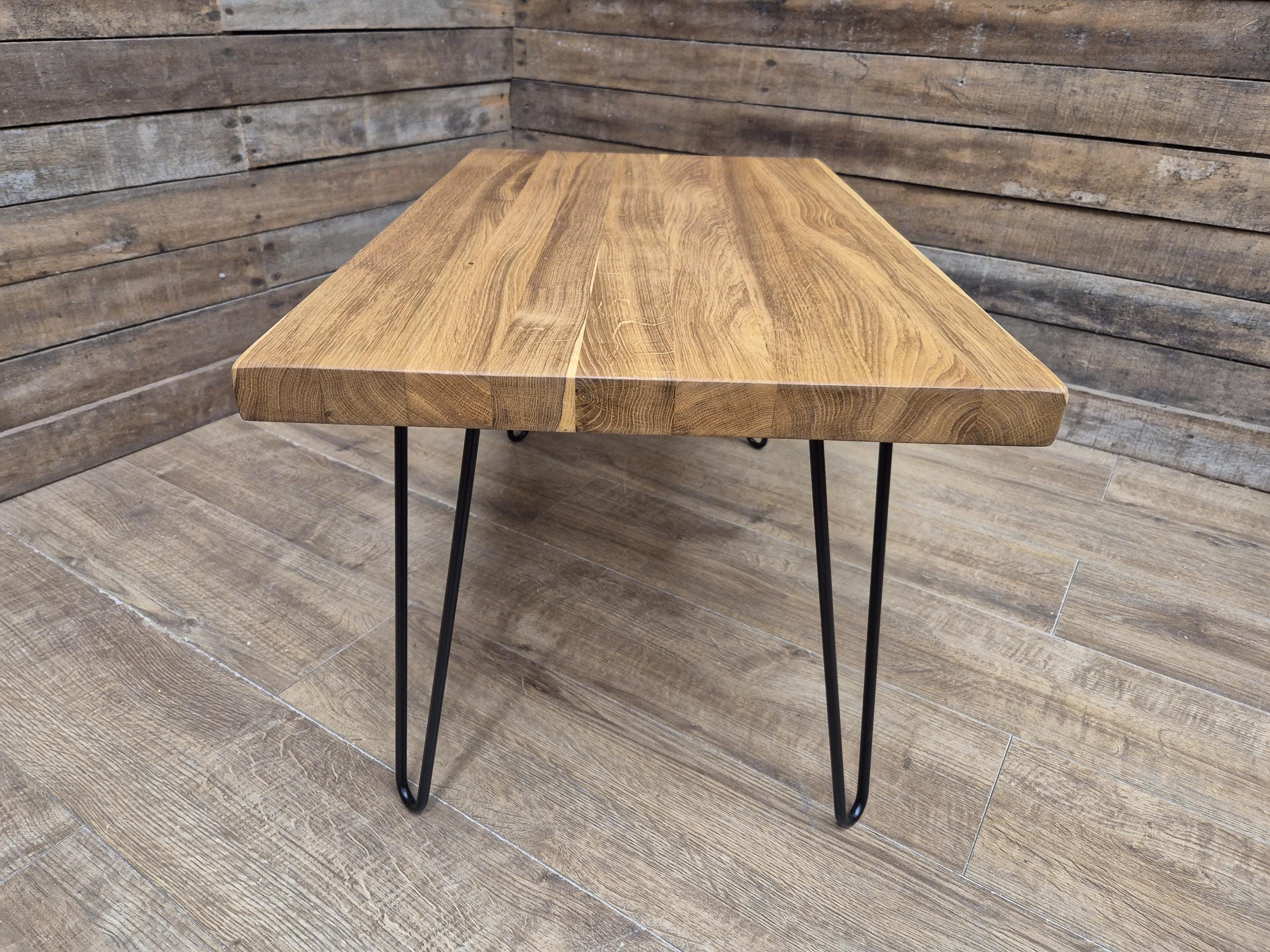 Industrial Mid Century Style Hairpin Leg Coffee Table Rustic Solid Oak Unique