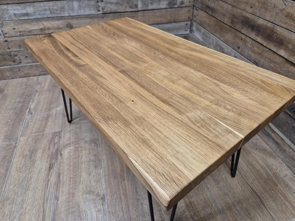Industrial Mid Century Style Hairpin Leg Coffee Table Rustic Solid Oak Unique
