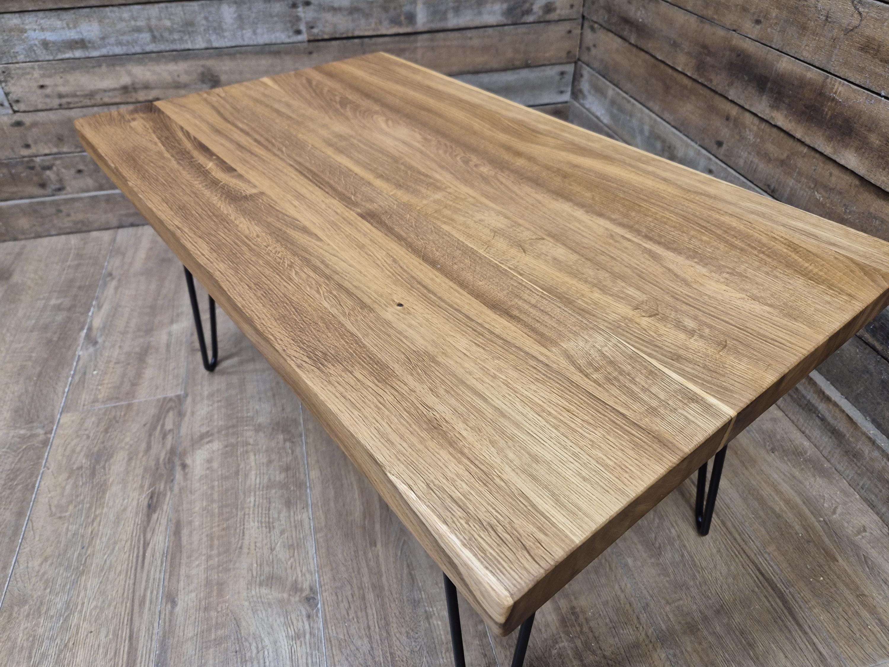 Industrial Mid Century Style Hairpin Leg Coffee Table Rustic Solid Oak Unique