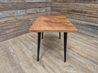 Mid Century Wood Coffee Table Black Tapered Legs Retro Scandinavian Style