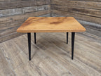 Mid Century Wood Coffee Table Black Tapered Legs Retro Scandinavian Style