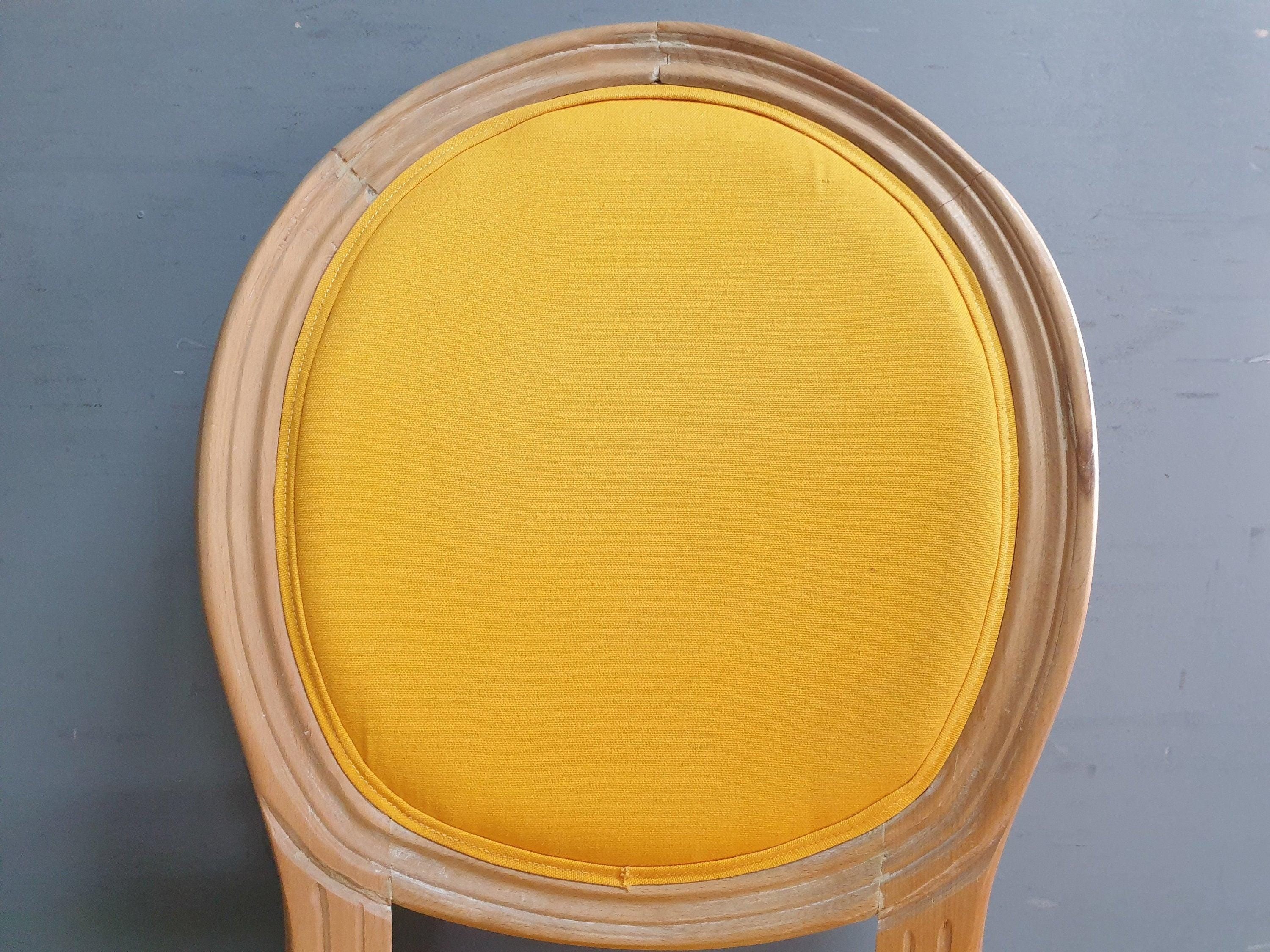 Vintage Country House Bedroom Hall Chair Upholstered Yellow Fabric