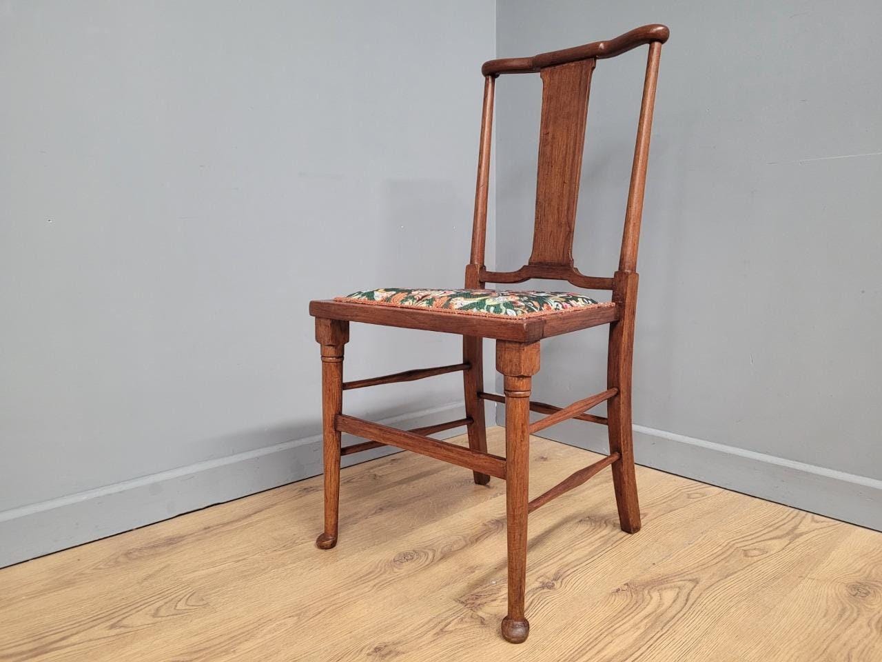 Antique Arts And Crafts Wood Framed Hall Bedroom Chair