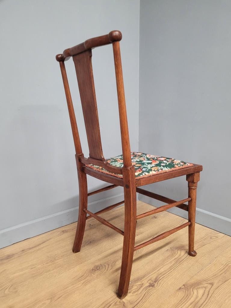 Antique Arts And Crafts Wood Framed Hall Bedroom Chair