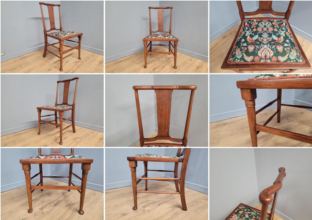 Antique Arts And Crafts Wood Framed Hall Bedroom Chair