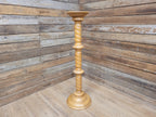 Vintage Blonde Torchiere Carved Barley Twist Circular Column Plant Stand