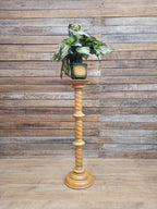 Vintage Blonde Torchiere Carved Barley Twist Circular Column Plant Stand