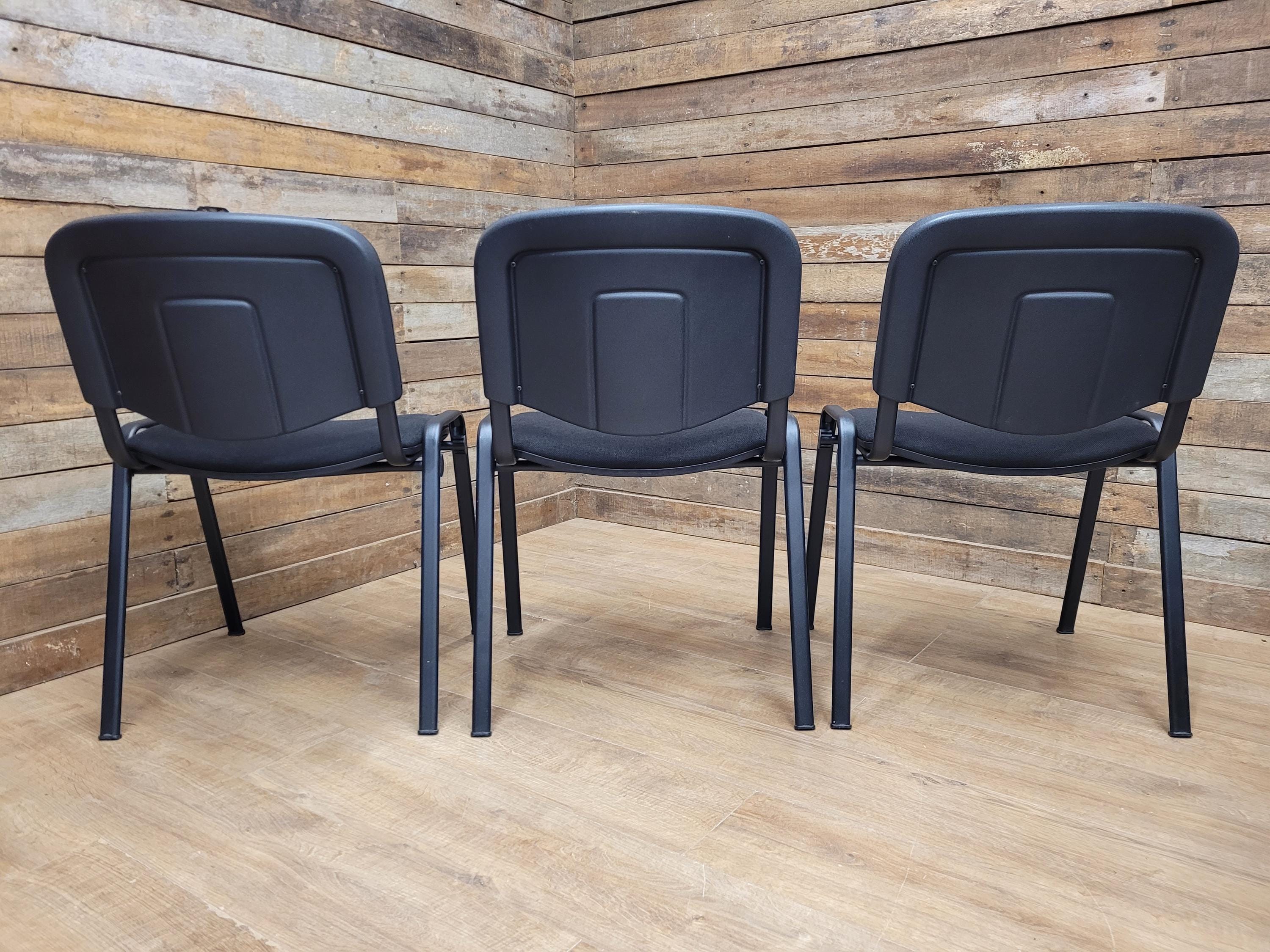 6 Black Fabric Multipurpose Stacker Chairs Stackable Meeting Conference Seating