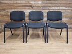 6 Black Fabric Multipurpose Stacker Chairs Stackable Meeting Conference Seating